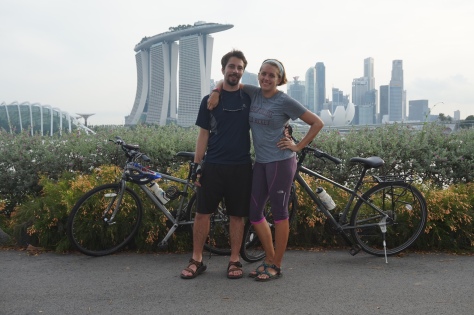 Finishing our day of cycling around Singapore in front of the prettier parts of the skyline. 